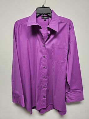 Repeat Women's Oversized Purple Button-Down Shirt with Classic Collar